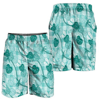 Anthurium Pikake Ti Leaf Palaka Shorts for Men Turquoise Version