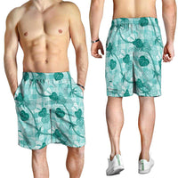 Anthurium Pikake Ti Leaf Palaka Shorts for Men Turquoise Version