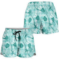 Anthurium Pikake Ti Leaf Palaka Shorts for Women Turquoise Version