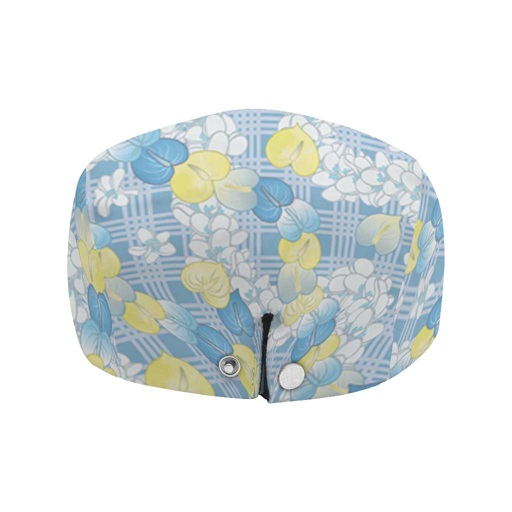 Anthurium Plumeria Lei Pastel Jeff Hat Blue Hawaiian Splendid Palaka LT01 - Polynesian Pride