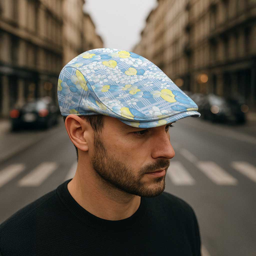 Anthurium Plumeria Lei Pastel Jeff Hat Blue Hawaiian Splendid Palaka LT01 - Polynesian Pride