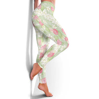 Anthurium Plumeria Lei Pastel Leggings Green Hawaiian Splendid Palaka
