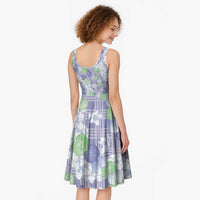 Anthurium Plumeria Lei Pastel Midi Dress Purple Hawaiian Splendid Palaka