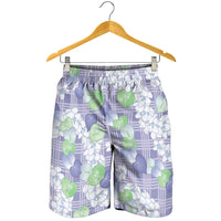 Anthurium Plumeria Lei Pastel Shorts for Men Purple Hawaiian Splendid Palaka LT01 - Polynesian Pride