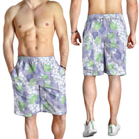 Anthurium Plumeria Lei Pastel Shorts for Men Purple Hawaiian Splendid Palaka LT01 - Polynesian Pride