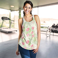 Anthurium Plumeria Lei Pastel Women Racerback Tank Green Hawaiian Splendid Palaka