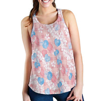 Anthurium Plumeria Lei Pastel Women Racerback Tank Pink Hawaiian Splendid Palaka
