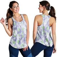 Anthurium Plumeria Lei Pastel Women Racerback Tank Purple Hawaiian Splendid Palaka