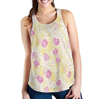 Anthurium Plumeria Lei Pastel Women Racerback Tank Yellow Hawaiian Splendid Palaka