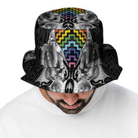 Aotearoa Kowhaiwhai Poutama Rainbow Motif Bucket Hat