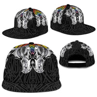 Aotearoa Kowhaiwhai Poutama Rainbow Motif Snapback Cap
