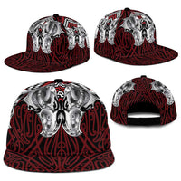Aotearoa Kowhaiwhai Poutama Red Motif Snapback Cap