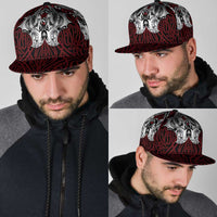 Aotearoa Kowhaiwhai Poutama Red Motif Snapback Cap