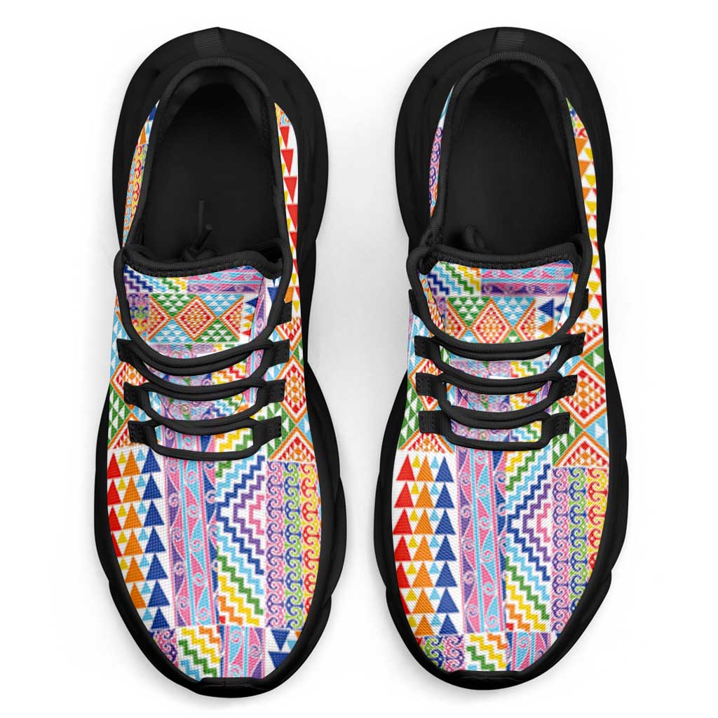 Aotearoa Kowhaiwhai Taniko Patchwork Rainbow Motifs Clunky Sneakers