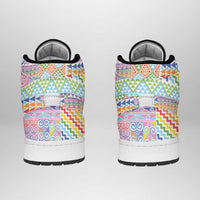 Aotearoa Kowhaiwhai Taniko Patchwork Rainbow Motifs High Sneakers AJ1