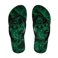 Aotearoa Maori Hei Tiki Flip Flops Kakariki Kowhaiwhai Puhoro Motif