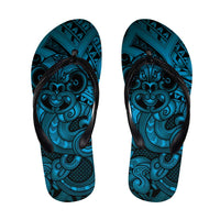 Aotearoa Maori Hei Tiki Flip Flops Kikorangi Kowhaiwhai Puhoro Motif