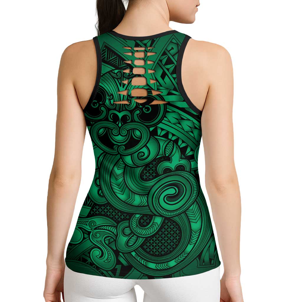 Aotearoa Maori Hei Tiki Hollow Tank Top Kakariki Kowhaiwhai Puhoro Motif LT9 - Polynesian Pride