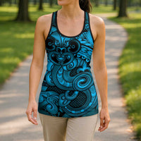 Aotearoa Maori Hei Tiki Hollow Tank Top Kikorangi Kowhaiwhai Puhoro Motif LT9 - Polynesian Pride