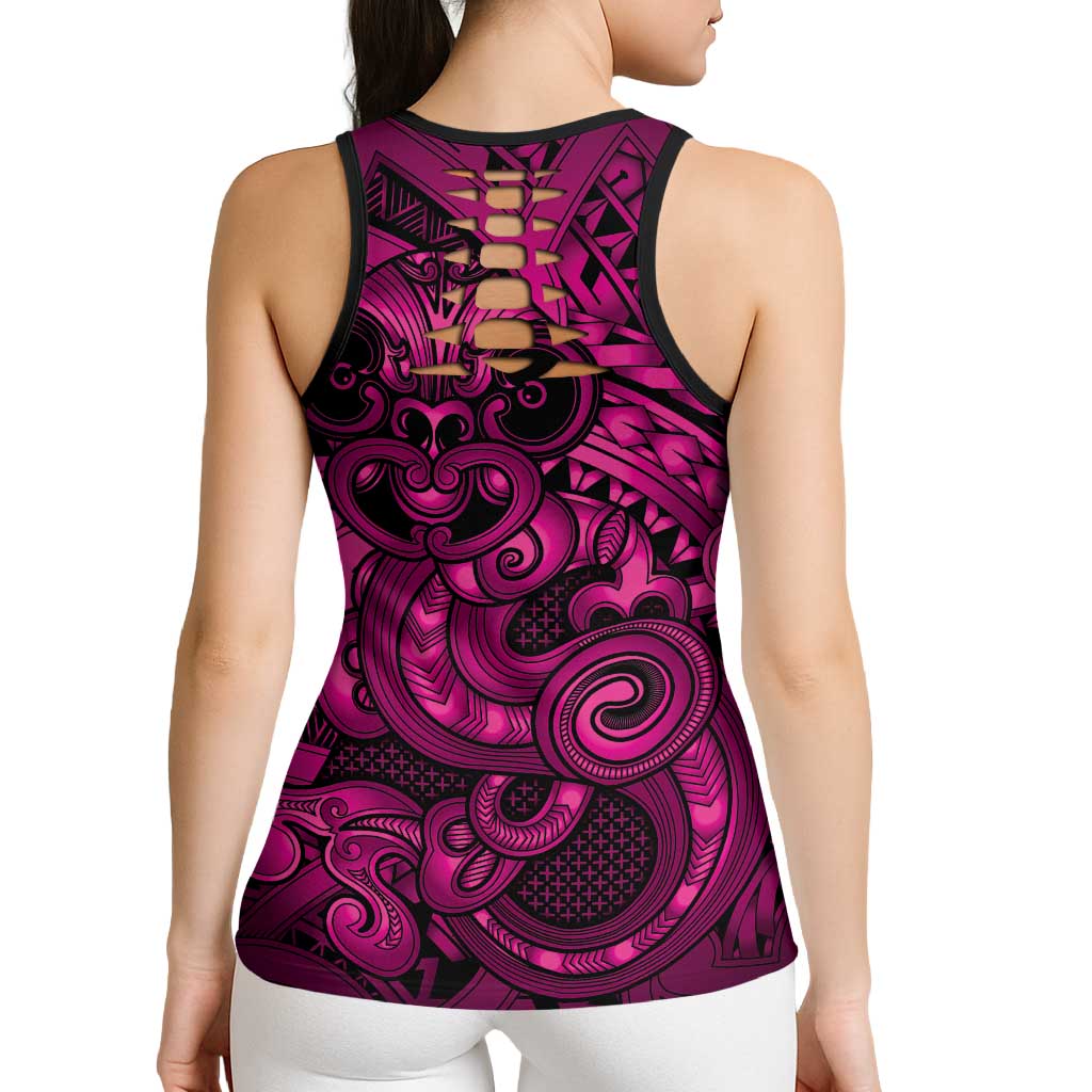 Aotearoa Maori Hei Tiki Hollow Tank Top Mawhero Kowhaiwhai Puhoro Motif LT9 - Polynesian Pride