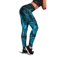 Aotearoa Maori Hei Tiki Leggings Kikorangi Kowhaiwhai Puhoro Motif LT9 - Polynesian Pride