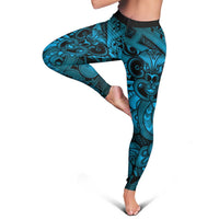 Aotearoa Maori Hei Tiki Leggings Kikorangi Kowhaiwhai Puhoro Motif LT9 - Polynesian Pride