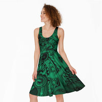 Aotearoa Maori Hei Tiki Midi Dress Kakariki Kowhaiwhai Puhoro Motif LT9 - Polynesian Pride