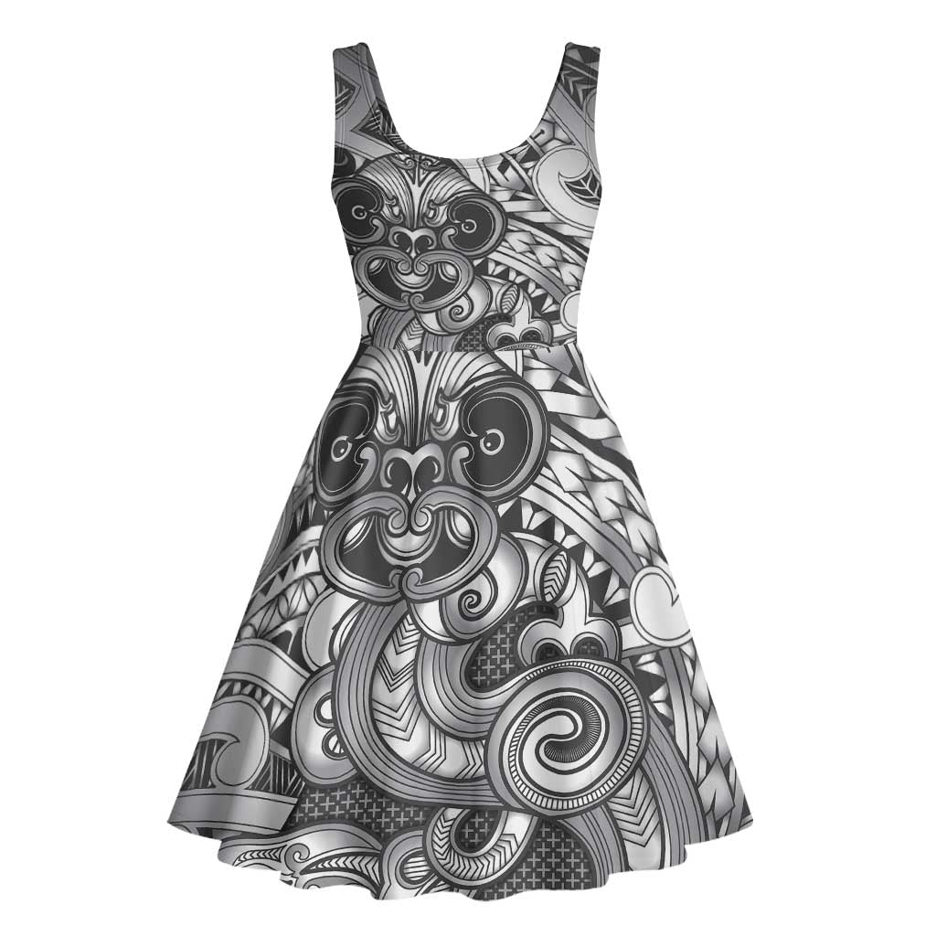 Aotearoa Maori Hei Tiki Midi Dress Kiwikiwi Kowhaiwhai Puhoro Motif LT9 - Polynesian Pride