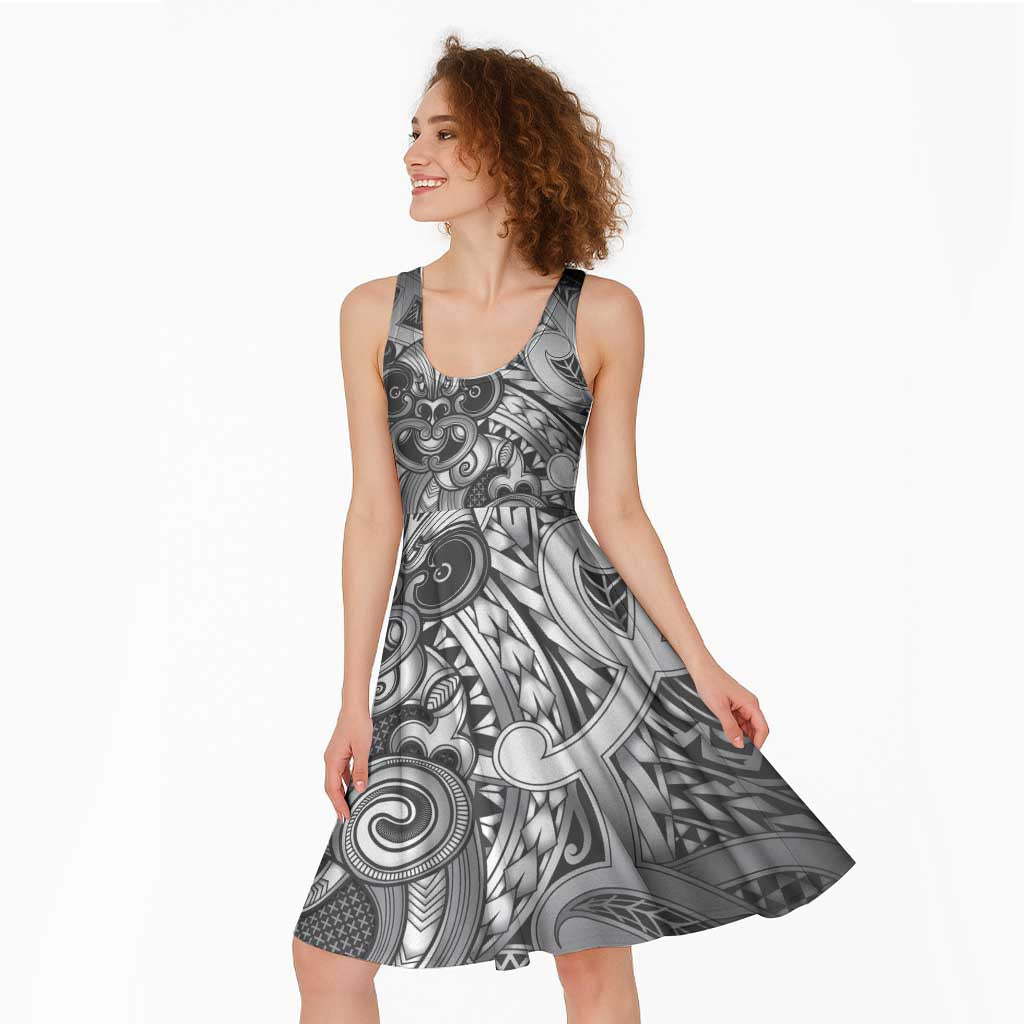 Aotearoa Maori Hei Tiki Midi Dress Kiwikiwi Kowhaiwhai Puhoro Motif LT9 - Polynesian Pride