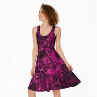 Aotearoa Maori Hei Tiki Midi Dress Mawhero Kowhaiwhai Puhoro Motif LT9 - Polynesian Pride