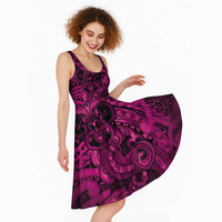 Aotearoa Maori Hei Tiki Midi Dress Mawhero Kowhaiwhai Puhoro Motif LT9 - Polynesian Pride