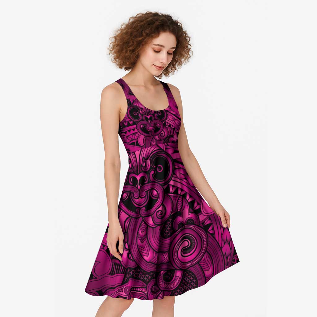 Aotearoa Maori Hei Tiki Midi Dress Mawhero Kowhaiwhai Puhoro Motif LT9 - Polynesian Pride
