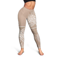 Aotearoa Maori Koru Curves Leggings Silver Ferns - Mocha