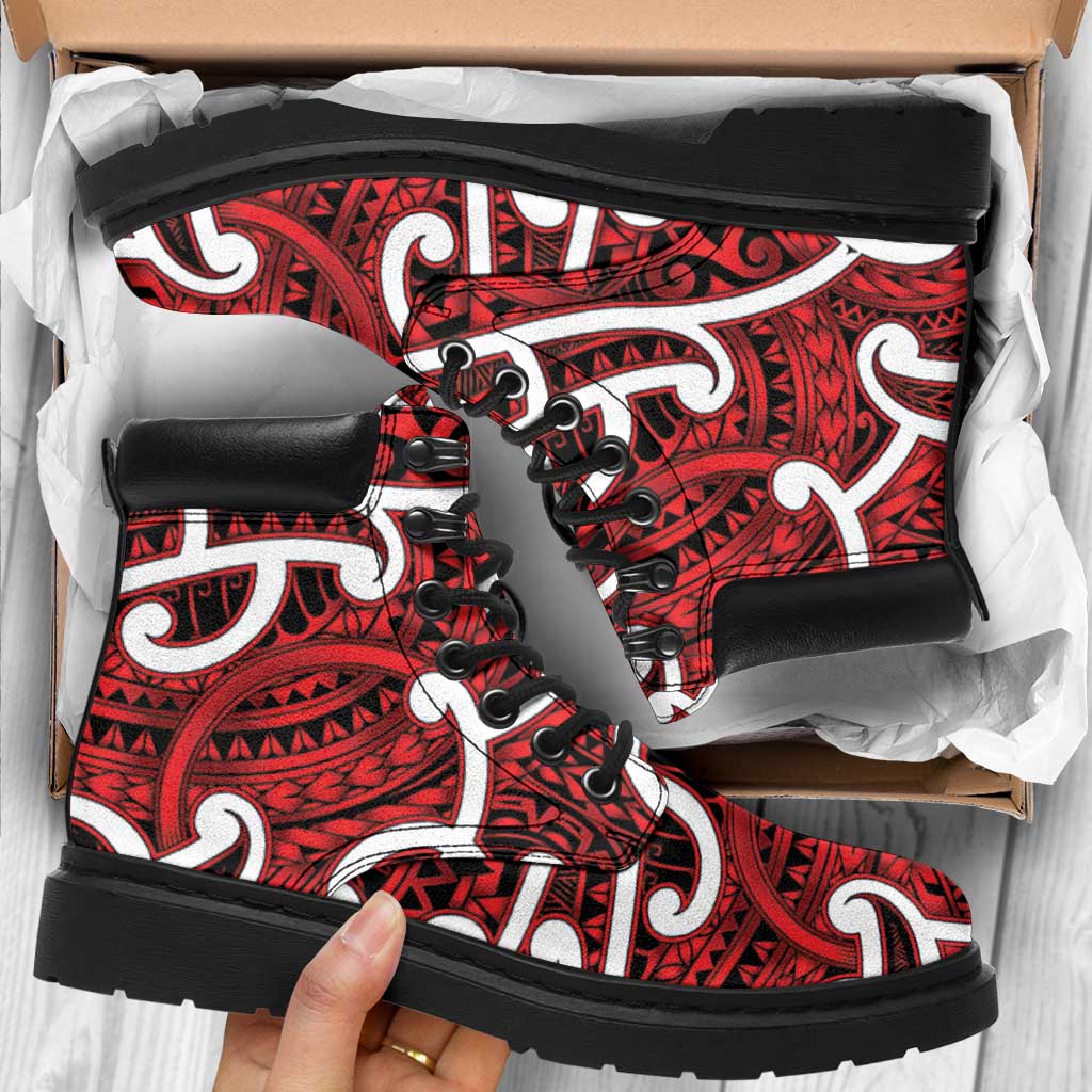 Aotearoa Maori Kowhaiwhai All Season Boots Whero Puhoro and Patiki