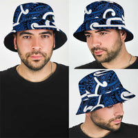 Aotearoa Maori Kowhaiwhai Bucket Hat Kikorangi Puhoro and Patiki