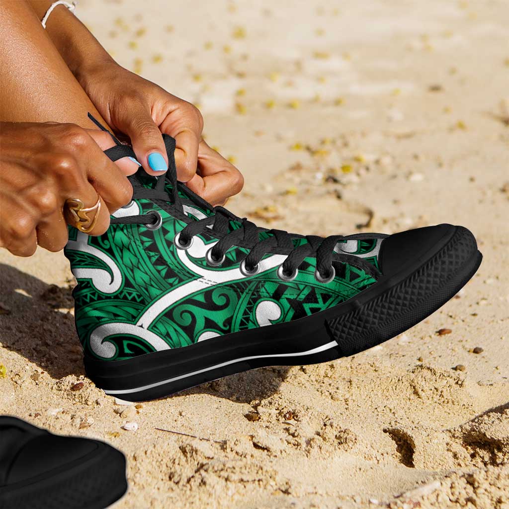 Aotearoa Maori Kowhaiwhai High Top Shoes Kakariki Puhoro and Patiki LT9 - Polynesian Pride