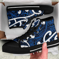Aotearoa Maori Kowhaiwhai High Top Shoes Kikorangi Puhoro and Patiki LT9 Blue - Polynesian Pride