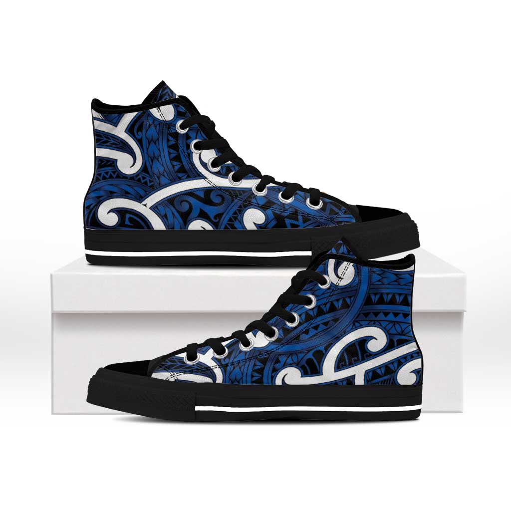 Aotearoa Maori Kowhaiwhai High Top Shoes Kikorangi Puhoro and Patiki LT9 - Polynesian Pride