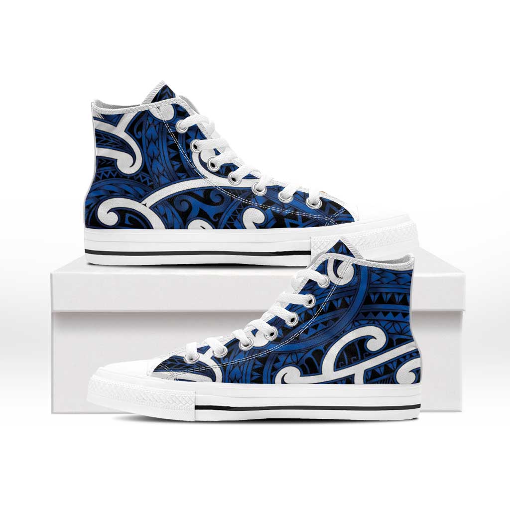 Aotearoa Maori Kowhaiwhai High Top Shoes Kikorangi Puhoro and Patiki LT9 - Polynesian Pride
