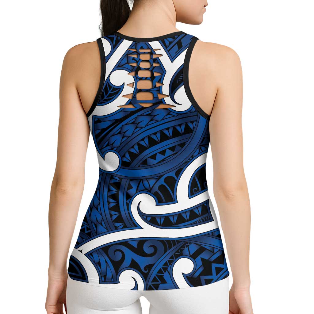 Aotearoa Maori Kowhaiwhai Hollow Tank Top Kikorangi Puhoro and Patiki