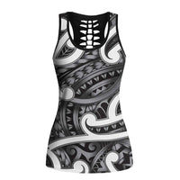 Aotearoa Maori Kowhaiwhai Hollow Tank Top Kiwikiwi Puhoro and Patiki