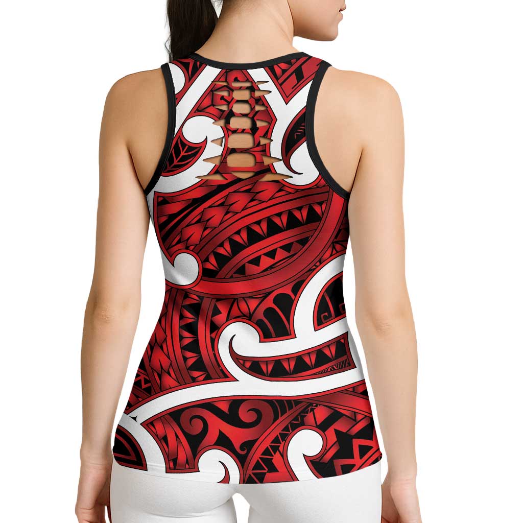 Aotearoa Maori Kowhaiwhai Hollow Tank Top Whero Puhoro and Patiki