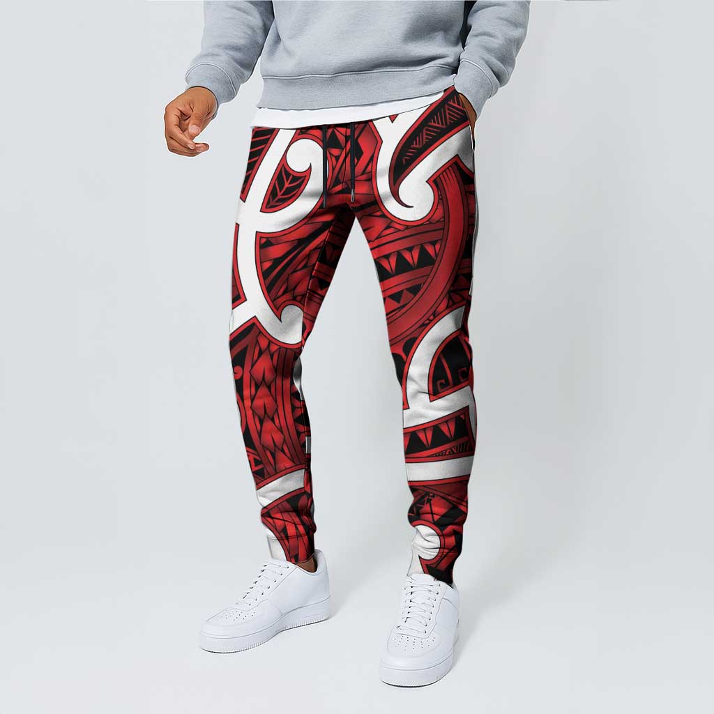 Aotearoa Maori Kowhaiwhai Jogger Pants Whero Puhoro and Patiki
