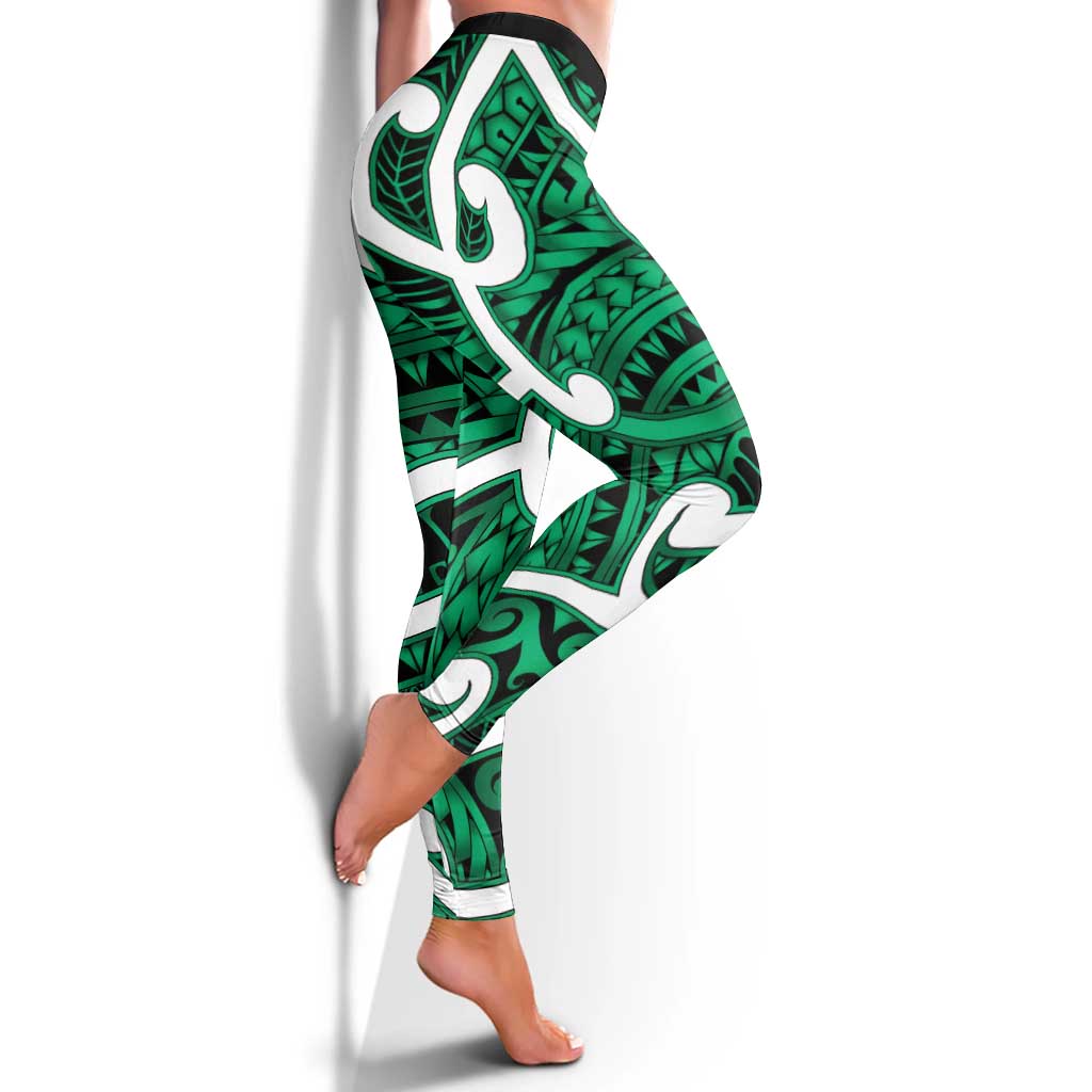 Aotearoa Maori Kowhaiwhai Leggings Kakariki Puhoro and Patiki