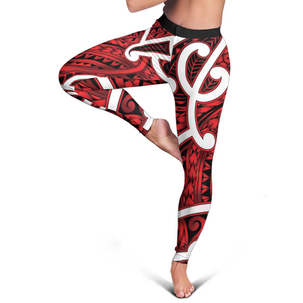 Aotearoa Maori Kowhaiwhai Leggings Whero Puhoro and Patiki
