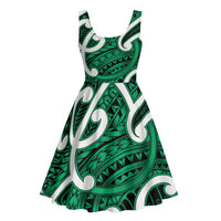 Aotearoa Maori Kowhaiwhai Midi Dress Kakariki Puhoro and Patiki