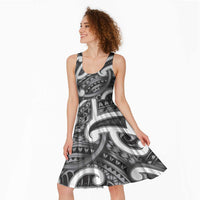 Aotearoa Maori Kowhaiwhai Midi Dress Kiwikiwi Puhoro and Patiki