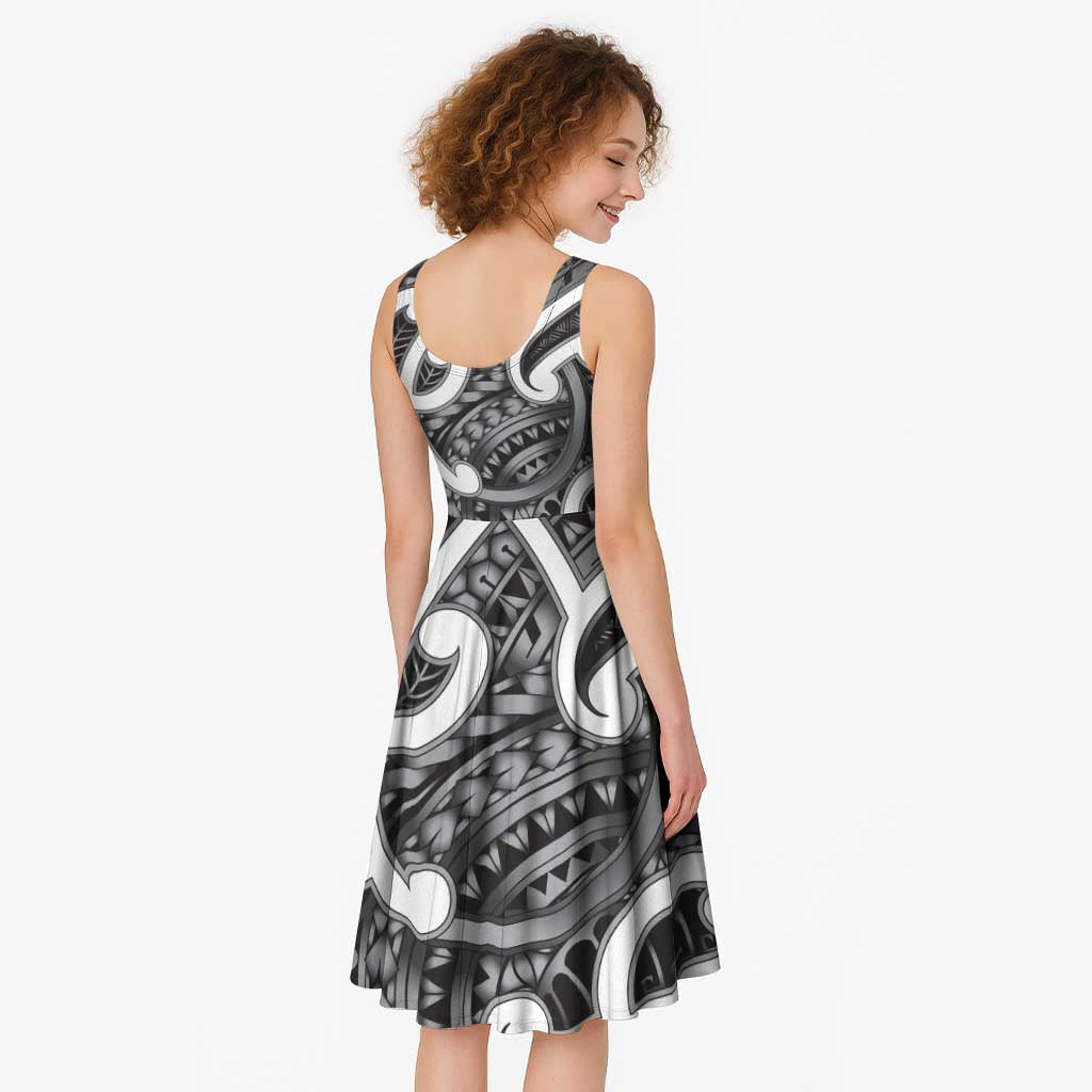 Aotearoa Maori Kowhaiwhai Midi Dress Kiwikiwi Puhoro and Patiki