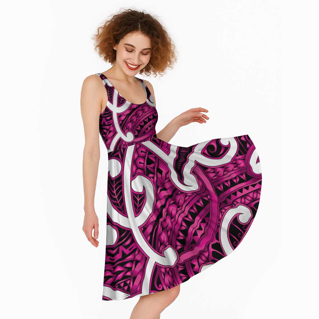 Aotearoa Maori Kowhaiwhai Midi Dress Mawhero Puhoro and Patiki LT9 - Polynesian Pride