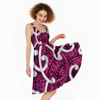 Aotearoa Maori Kowhaiwhai Midi Dress Mawhero Puhoro and Patiki LT9 - Polynesian Pride